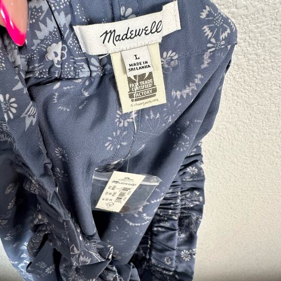 Madewell NWT Womens Paperbag Waist Blue Floral Mini Skirt Size Large - Picture 3 of 7